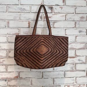 Black Rivet Luna brown geometric Tote Bag